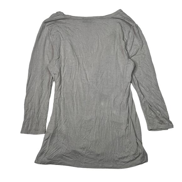 ModCloth V-Neck Ruched Suplice 3/4 Sleeve Top Shirt Gray Womens Medium - Picture 2 of 7